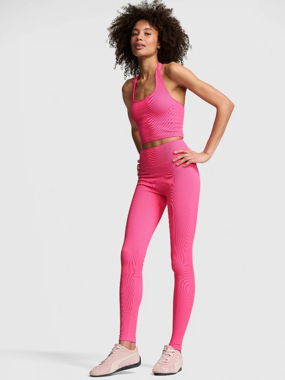 PINK Victoria's Secret Softest Seamless Pink Ribbed Leggings Size Medium Regular